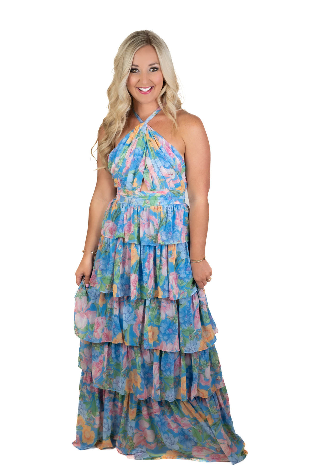 Garden District Blue Floral Maxi Dress