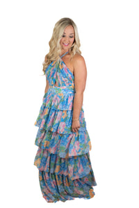 Garden District Blue Floral Maxi Dress