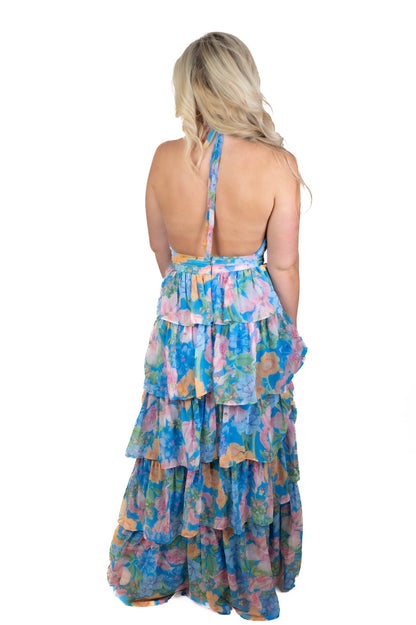 Garden District Blue Floral Maxi Dress