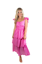 A Better Place Pink Ruffled Midi Dress