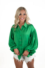 Colorful Expressions Kelly Green Satin Top