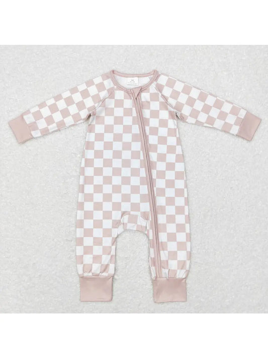 Taupe Checkered Onesie