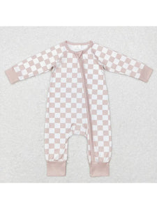 Taupe Checkered Onesie