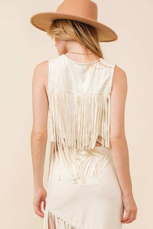 Ivory Fringe Studded Top