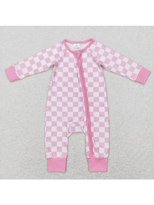 Pink Checkered Onesie