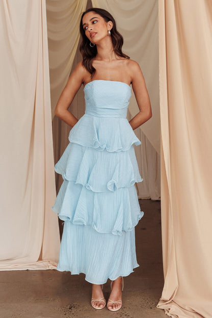 Singing The Blues Ruffled Maxi Dress