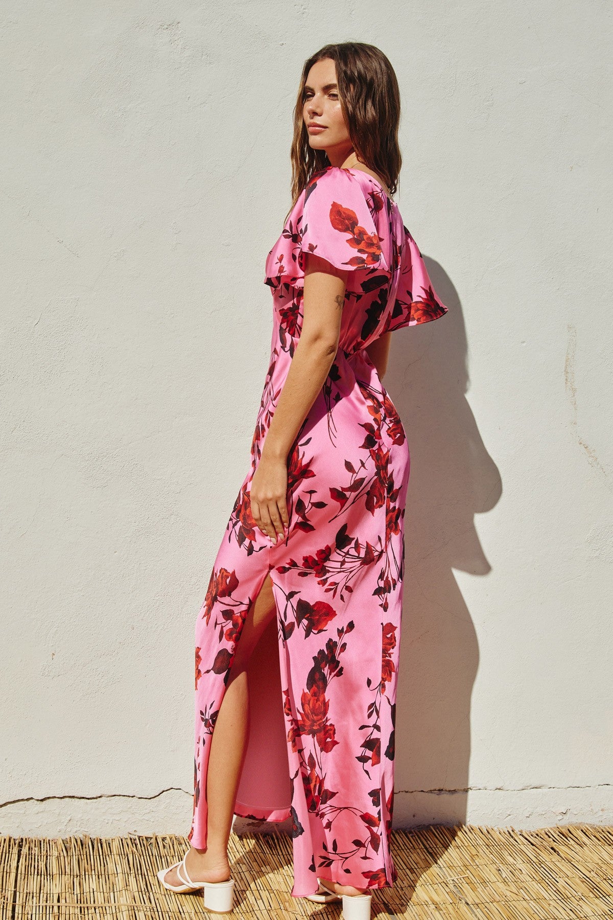 Rose Pink Floral Maxi Dress