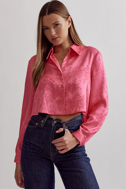 Hope Blooms Pink Satin Floral Top