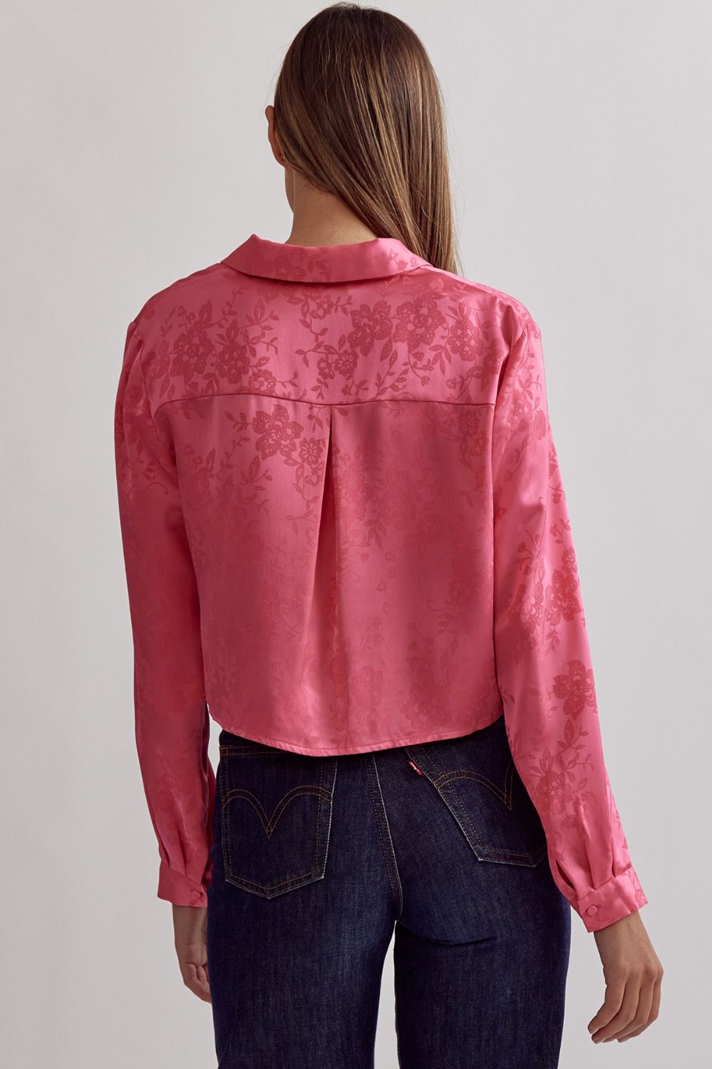 Hope Blooms Pink Satin Floral Top