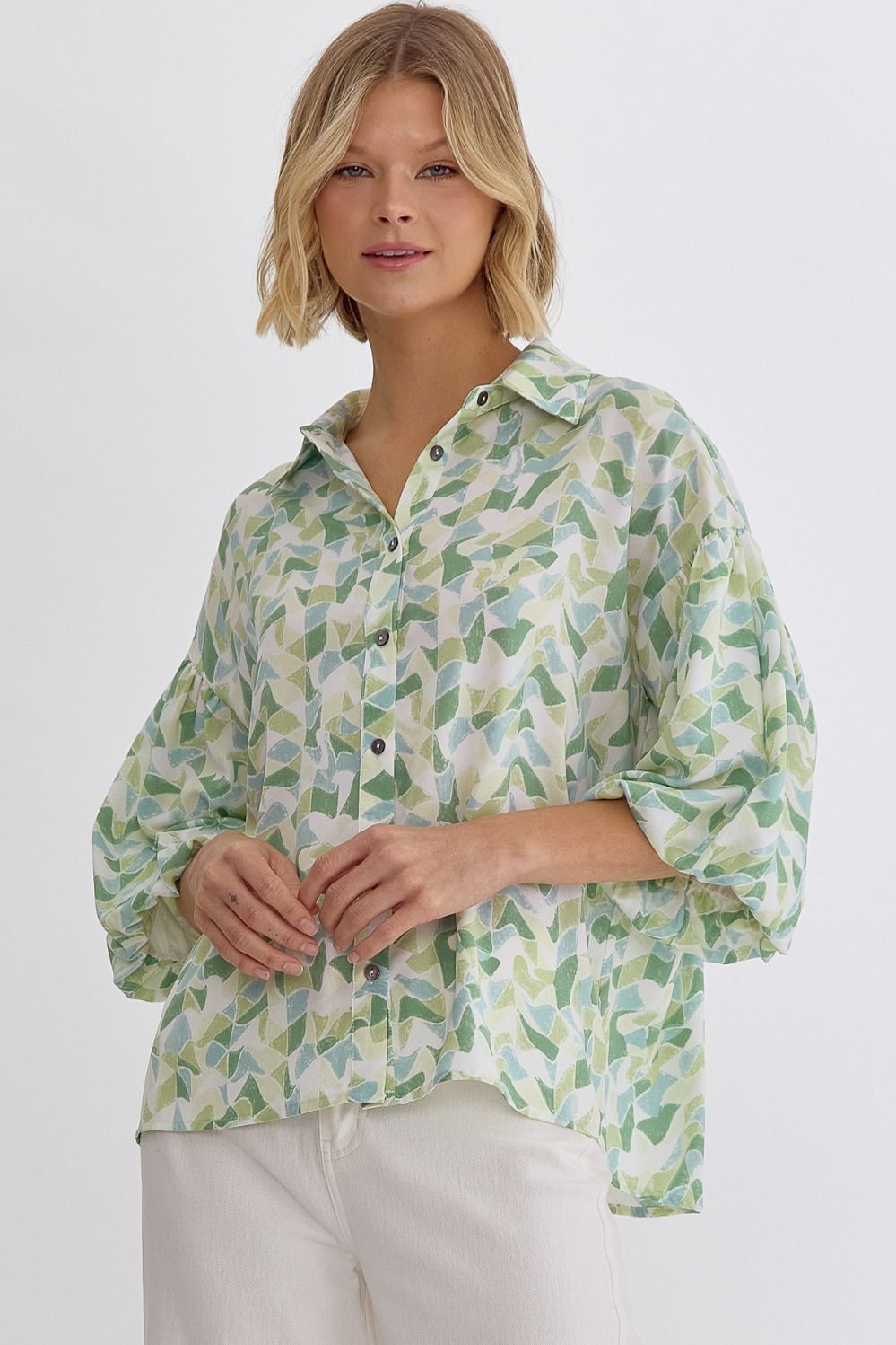 Wondering Ways Printed Puff Sleeve Top