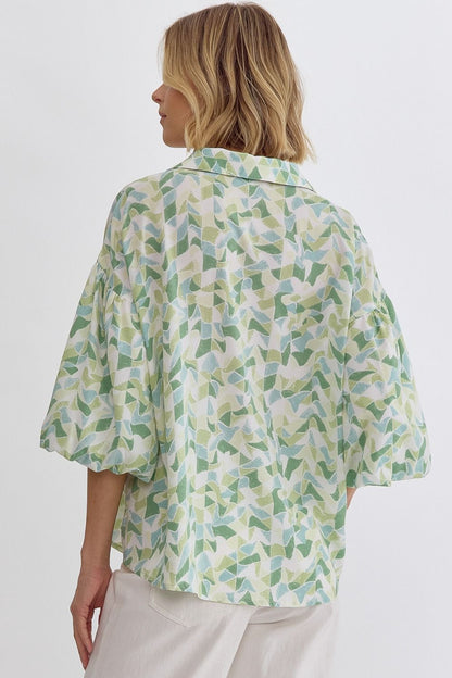 Wondering Ways Printed Puff Sleeve Top