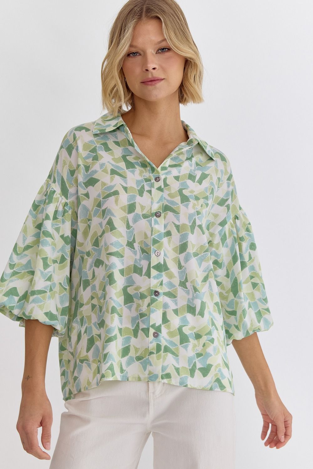 Wondering Ways Printed Puff Sleeve Top