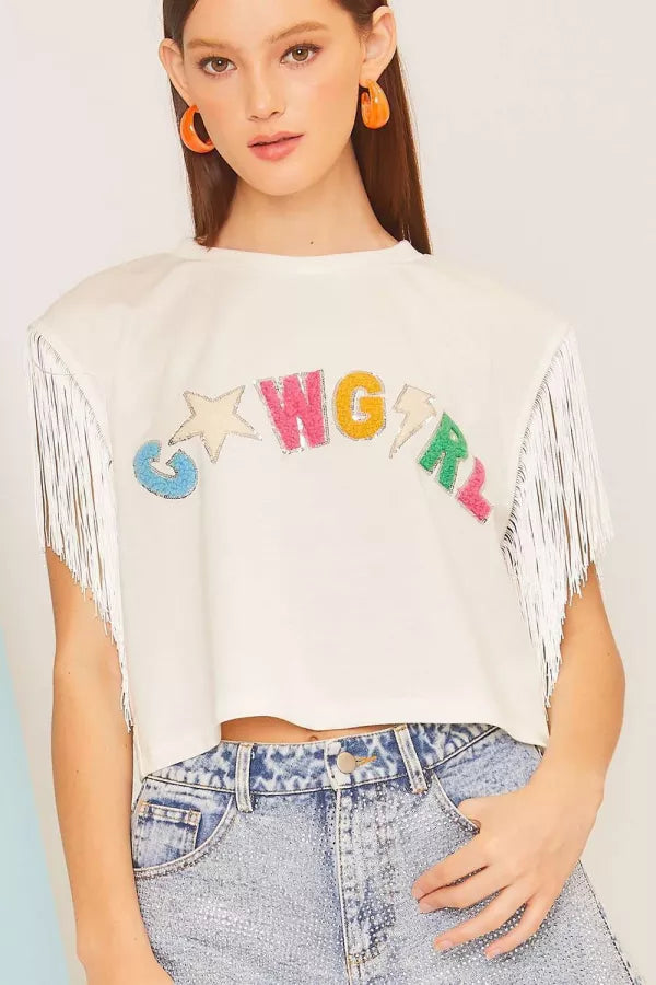 Cowgirl Patch Fringe Top