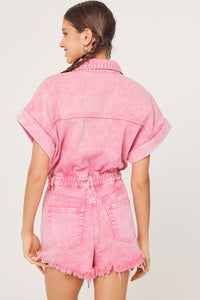 Backroads Riding Denim Distressed Romper