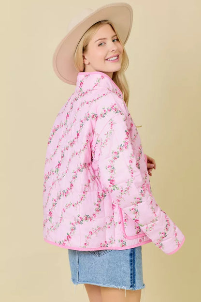 Pink Floral Quilted Jacket