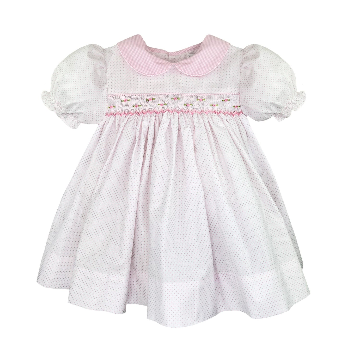 Pink Polka Dot Smocked Dress W/Bloomers