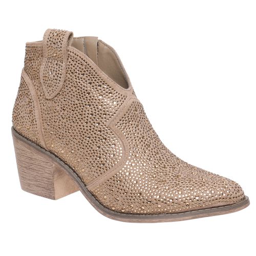 Taupe Rhinestone Booties