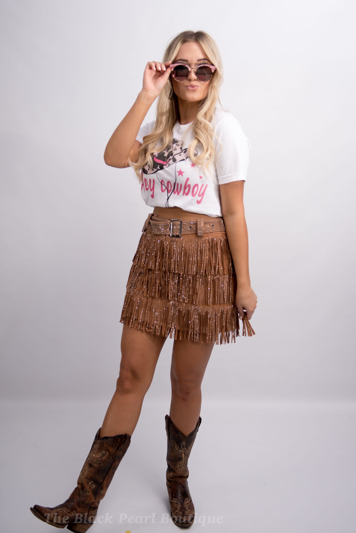 Taupe Fringe Skirt