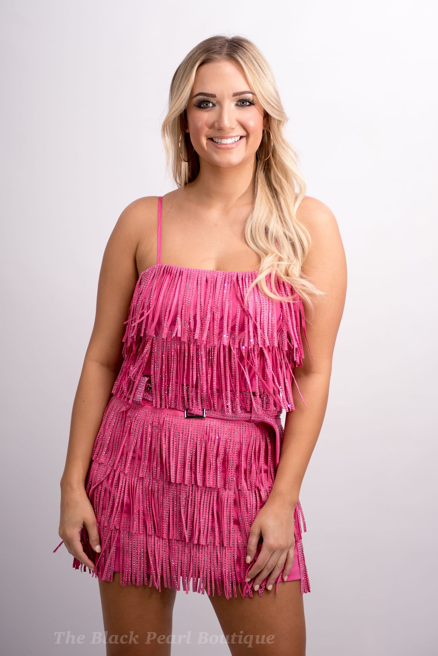 Fuchsia Fringe Crop Top