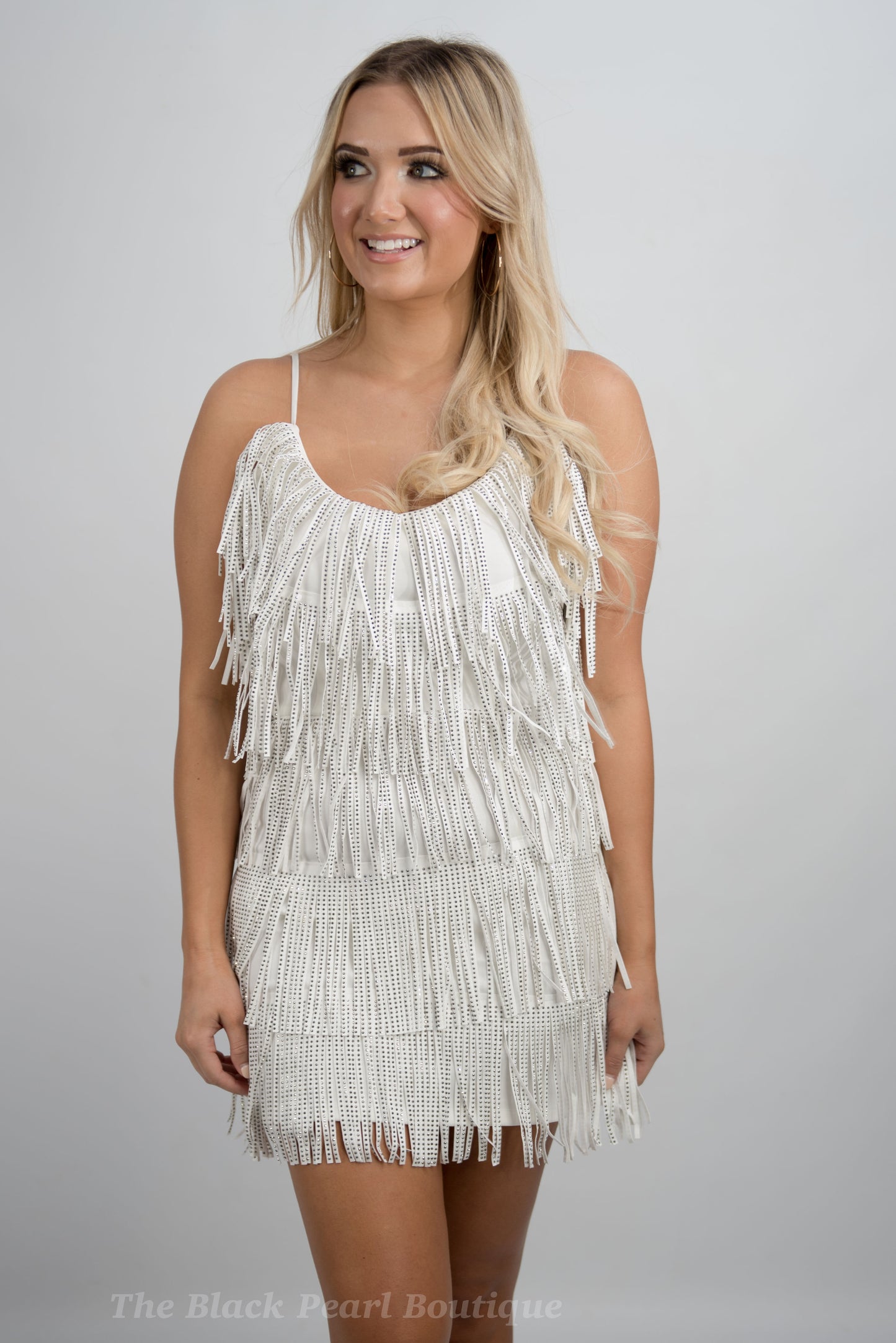 White Fringe Dress