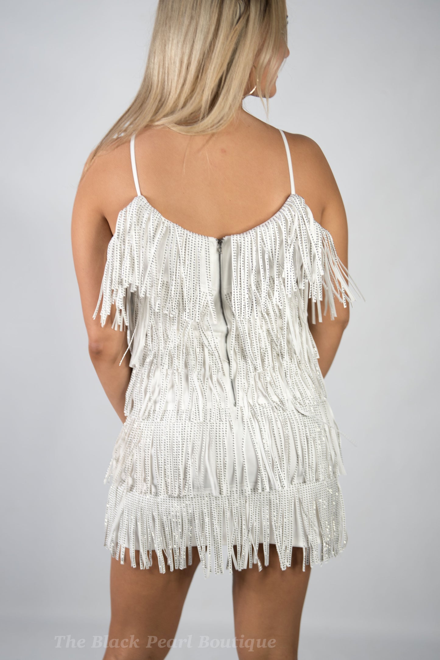 White Fringe Dress