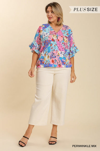 Plus Size Floral Printed Top