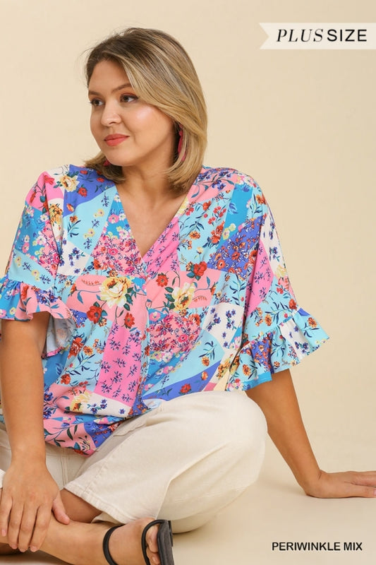 Plus Size Floral Printed Top