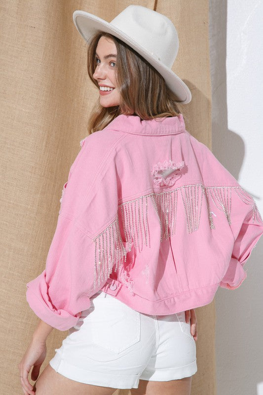 Light Pink Rhinestone Jacket