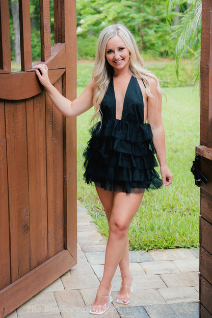 Black Ruffled Mini Dress